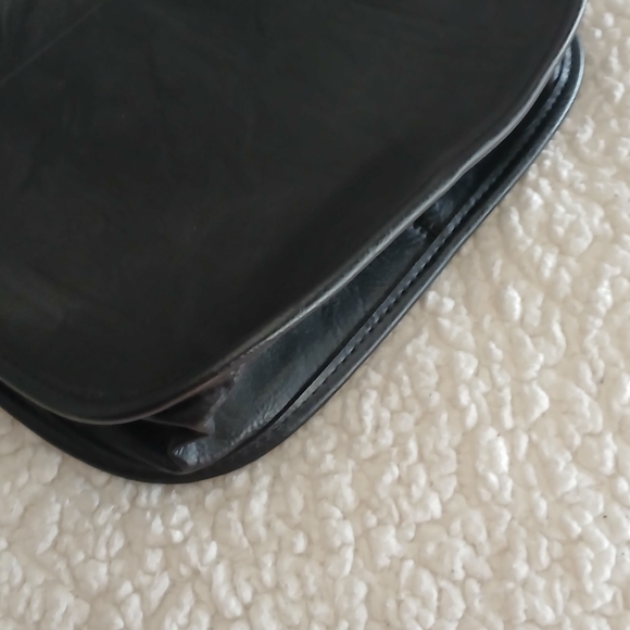 Black Studded Leather Crossbody Bag with Red-Trim Strap - Picture 4 of 4